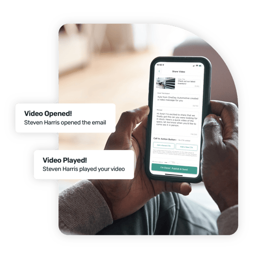Man sending a personalized OneDay video to prospective buyer