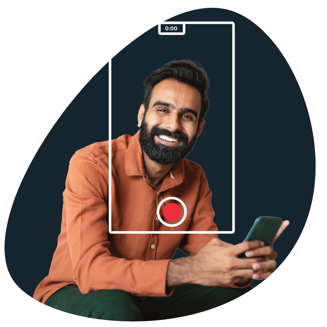 Man using oneday mobile platform to record a personalized video