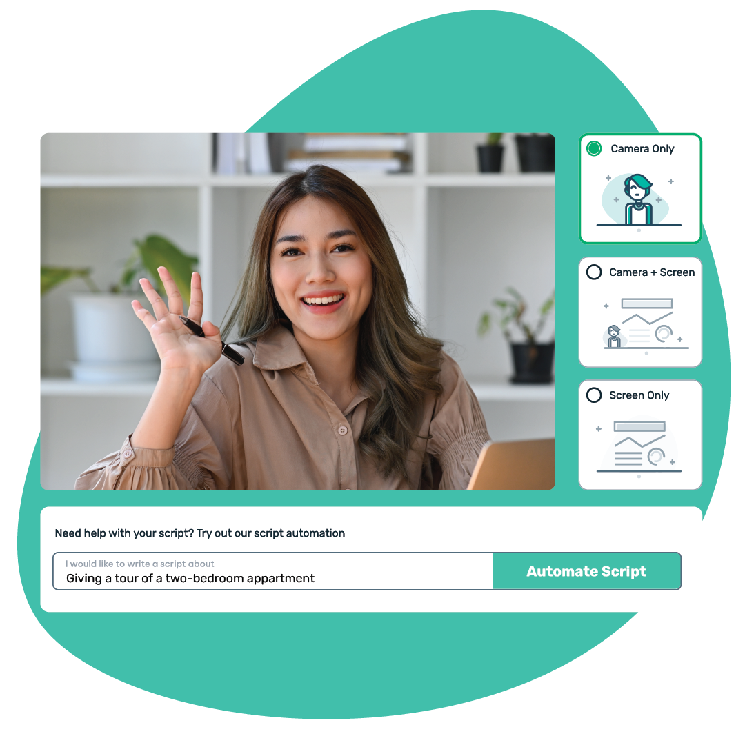Woman using oneday AI ScriptWriter to record video Woman using oneday AI ScriptWriter to record video