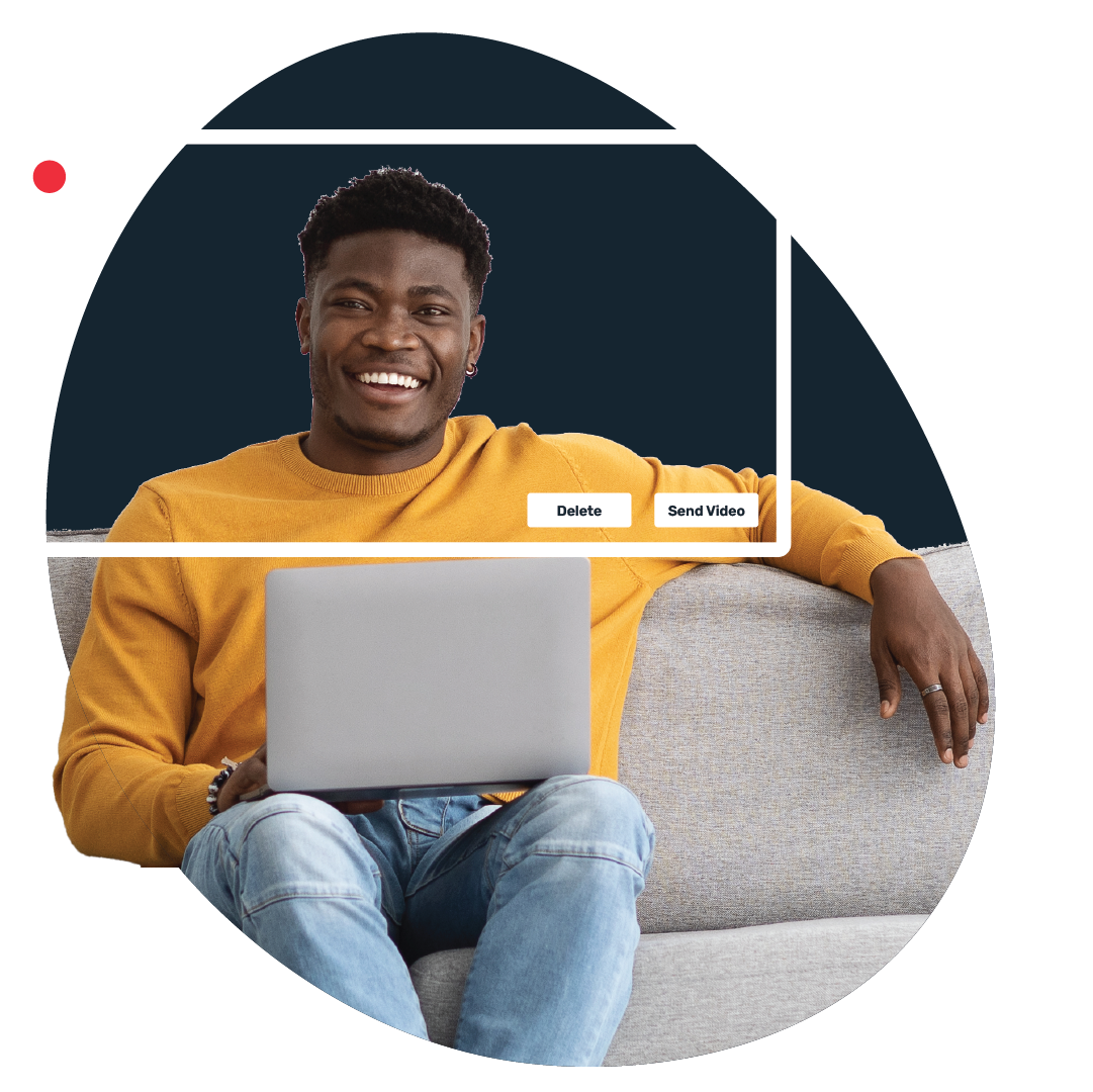 Man using oneday desktop platform to record a personalized video Man using oneday desktop platform to record a personalized video